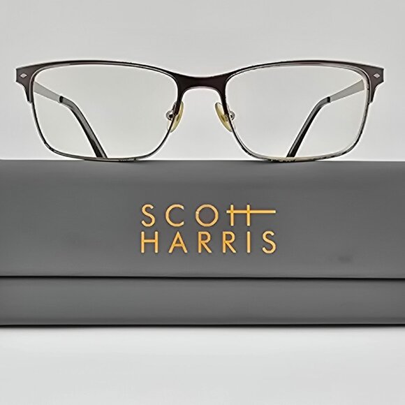 Scott Harris Europa SH-368 C2 Pewter Chrome Eyeglasses Frame w/ Case 52-15-143 - Picture 1 of 16